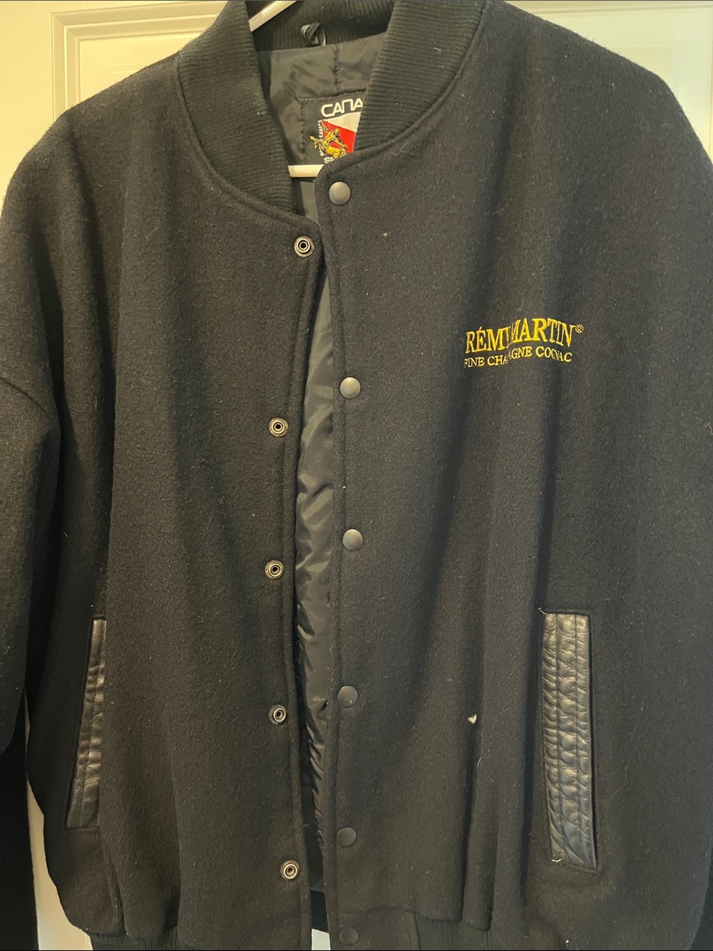 Embroidered Black Wool-Blend Bomber Jacket
